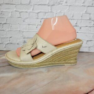 BOC Born‎ Concept Sandals Womens 10 M Flower Wedge Espadrille Slide BC1023 Cream